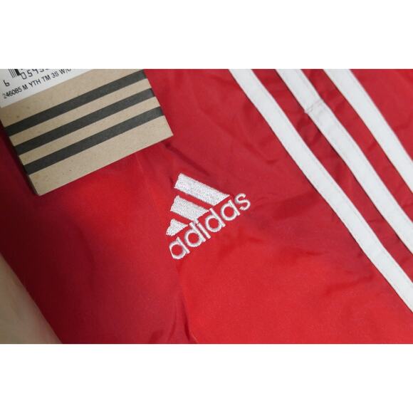 NWT Y2K 90s Rare Adidas Vintage Nylon Red Lined Track Pants Youth Medium - Picture 3 of 12